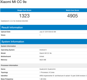 The Snapdragon 665 on Geekbench.