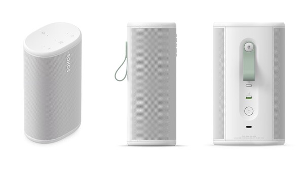 The Sonos Play has button controls and a microphone mute switch.