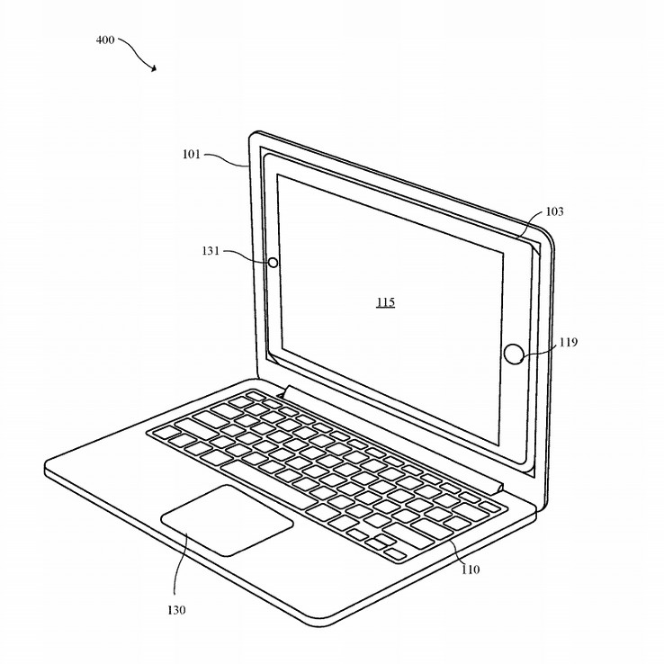 Apple also envisions a MacBook with an iPad as its display. (Source: USPTO)