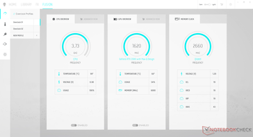 Alienware Command Center system vitals when on maximum load