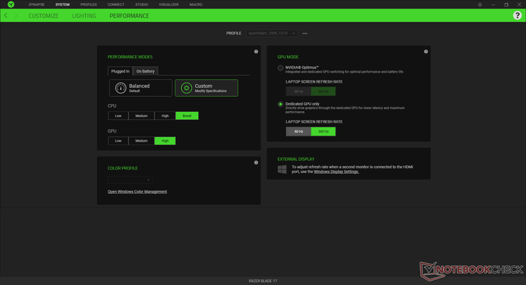 We set our system to maximum performance mode with the discrete GPU active prior to running any benchmarks below for the highest possible scores