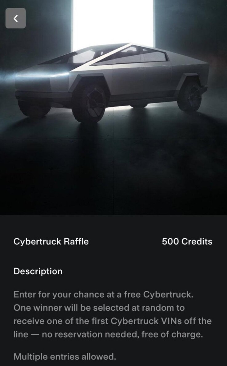 The free Cybertruck raffle conditions