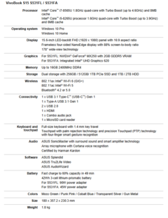 Asus VivoBook S15 S531FL and S531FA specs. (Source: Asus)