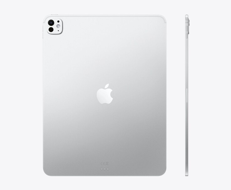 Rear and side view of the Apple iPad Pro M5 in silver, highlighting its slim aluminium design and single-lens rear camera (Image source: Apple)