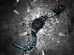 The Casio G-Shock x Bamford 5600 (pictured) has the fashion brand&#039;s blue accents around the bezel, dial frame, and text. (Image source: Casio/Bamford)