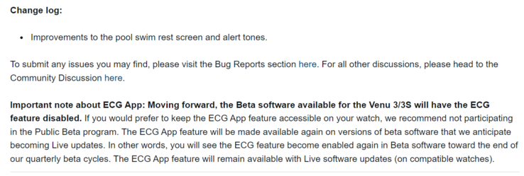 The changelog for beta update 11.08. (Image source: Garmin)