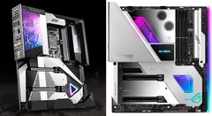 MSI MEG Z590 GODLIKE and Asus ROG Maximus XIII Extreme Glacial. (Image source: MSI/Asus)