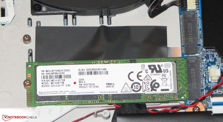 The laptop offers space for two NVMe SSDs.