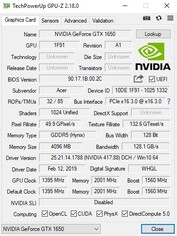 The GeForce GTX 1650 in the Acer Nitro 5. (Image source: Notebookcheck)