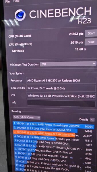 AMD Ryzen AI 9 HX 370 Cinebench R23 score (image source: HXL on X)
