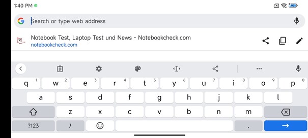 Keyboard in landscape mode