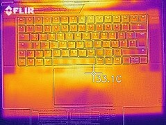 Heat distribution when idle (top side)