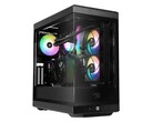 Side view of the iBuyPower Y40 Gaming PC showcasing its transparent case panel, internal RGB fans, liquid cooling tubes, and GeForce RTX graphics card. (Image source: Best Buy)