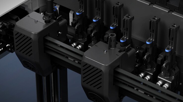 One of the tool heads can be changed quickly.