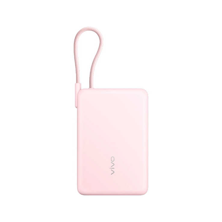 The vivo 33W Power Bank with built-in cable 10000mAh (pink). (Image source: vivo)