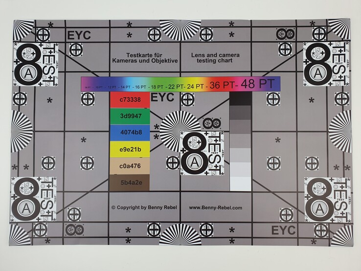 A photo of our test chart