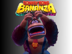 An aggravated Donkey Kong pictured below Donkey Kong Bananza logo (Image source: Nintendo of America with edits)