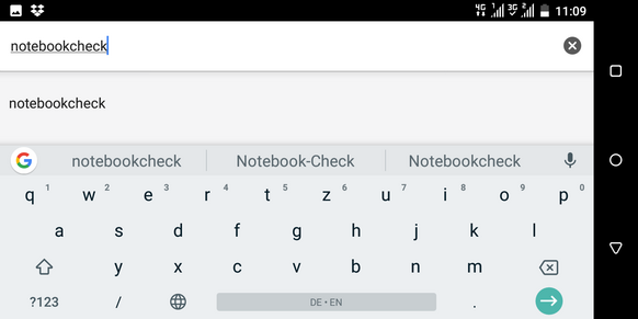 The on-screen keyboard of the HTC Desire 12 in landscape mode