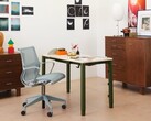 The Spout height-adjustable desk by Herman Miller features four motorised legs. (Image source: Herman Miller)