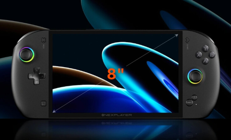 The OneXFly Apex features an 8-inch, 120 Hz VRR and native landscape display. (Image source: One-Netbook)