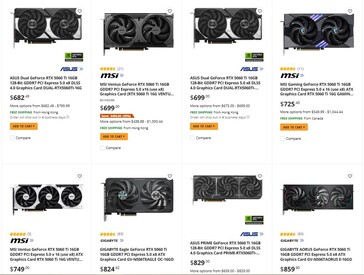 RTX 5060 Ti 16 GB price on Newegg. (Image source: Newegg)