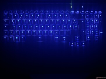 Keyboard backlighting (here in blue as an example)