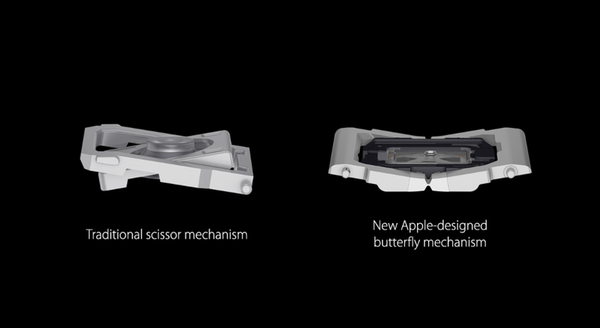 蝴蝶机制的唯一定义特征是它比其他机制更薄（来源：Apple，通过维基媒体）