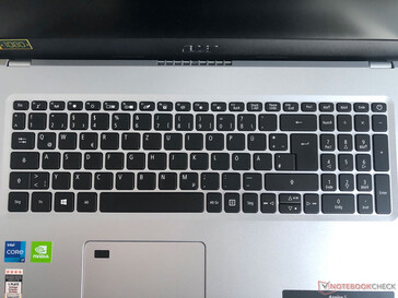 The large keyboard including a number pad.