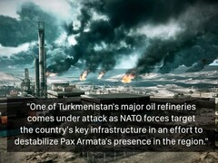 Turkmenistan&#039;s oil refineries from a Battlefield game. (Image source: temporyal on X)