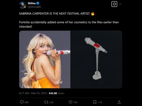 Fortnite Sabrina Carpenter microphone leak (Image source: screenshot, ShiinaBR X account)