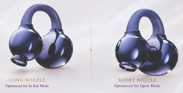 The Kinera Sylvie utilizes retracting acoustic nozzles to enable its use as in-ear or open-ear earphones.