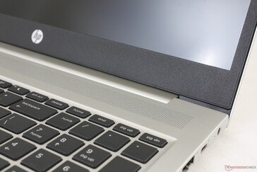 Bar hinge does not teeter while typing or adjusting angles. However, it could be a bit stiffer