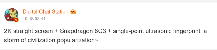 Digital Chat Station's report on the Redmi K80 (Image source: Weibo - machine translated)