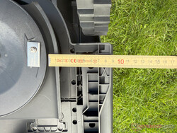 Distance between mower deck and edge of implement