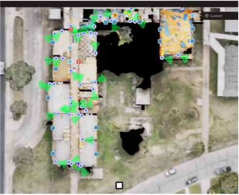 A view of the virtual copy of the school that drone operators will use as a map to help guide themselves and law enforcement through the campus. (Image source : CGA site)