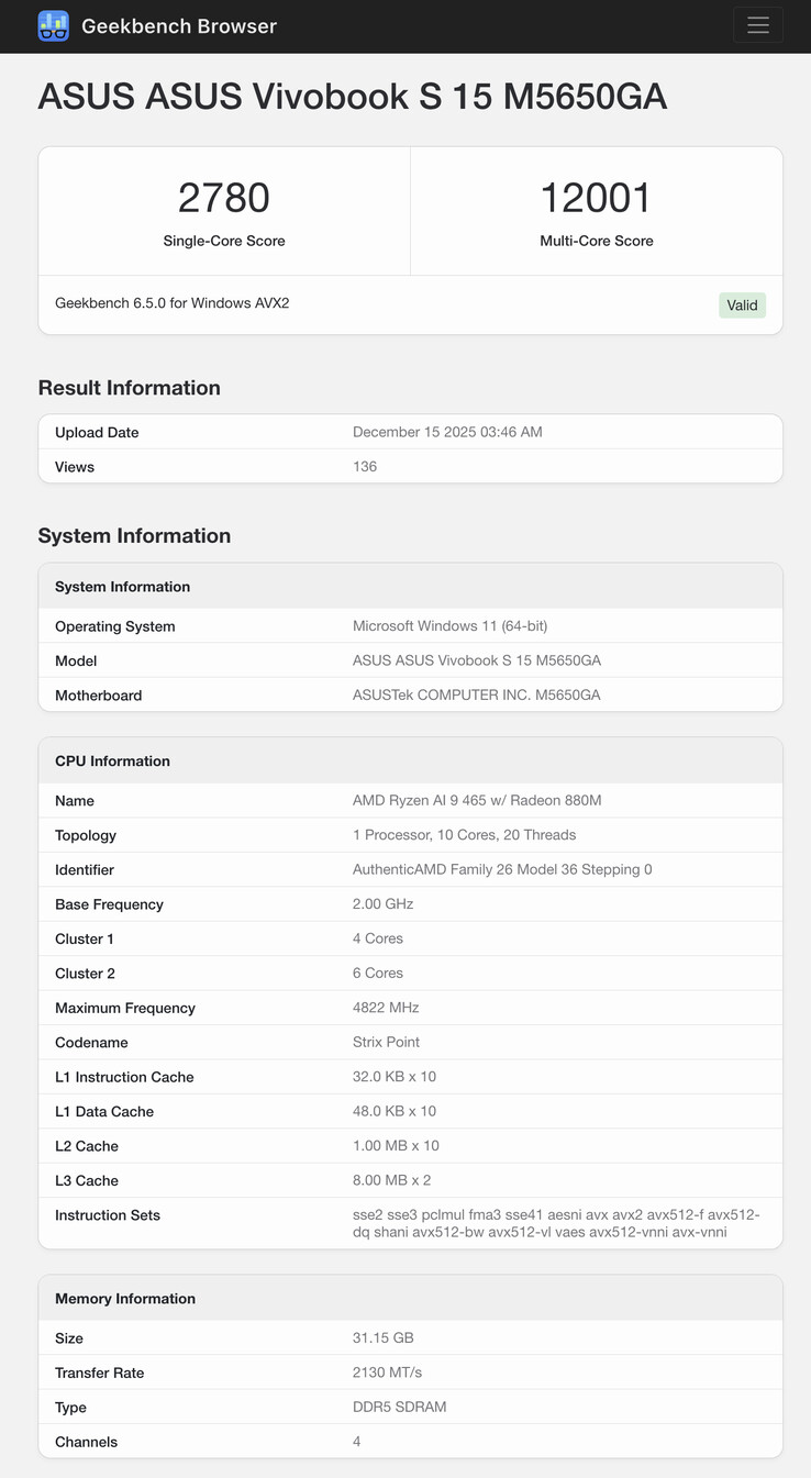(Image source: Geekbench)