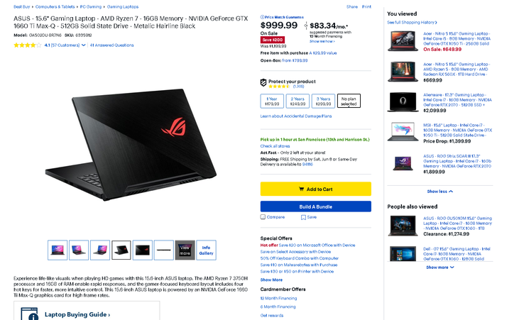 Best Buy sale on the Asus Zephyrus G GA502DU