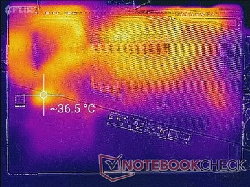 System idle with hot spot atop the M.2 SSD (bottom)