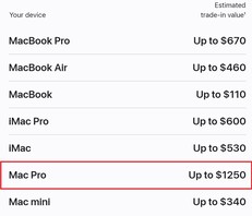 Mac Pro trade-in value. (Image source: Apple)