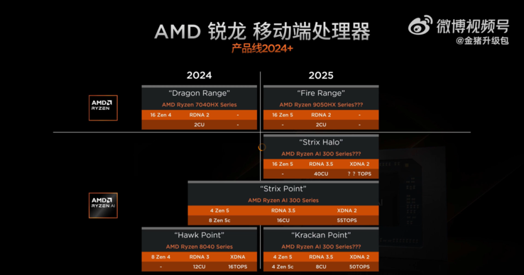 Kraken Point and Strix Halo APU leaked specs (Image source: Golden Pig Upgrade on Weibo)