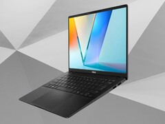 The Asus Vivobook S 14 OLED laptop features a portable design. (Image source: Asus, Unsplash, edited)