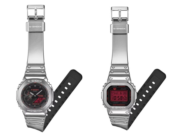 The Casio G-Shock GM-2100YRA-8A (left) and GM-5600YRA-8 (right) watches