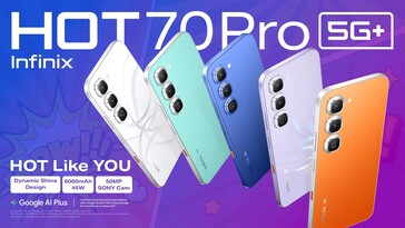 The Hot 70 Pro is available in six color options