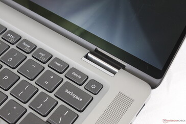 The 360-degree hinges feel firm and uniform at all angles with no teetering when typing