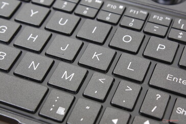 Surprisingly, key feedback is firm and uniform between the main QWERTY keys. Clatter is relatively loud as a result