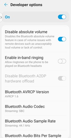 When Disable Absolute Volume is enabled, the system and headphone volume adjustments can be made seperately, enabling super-low volume adjustments. (Image source: Notebookcheck)