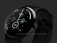 The Google Pixel Watch 3 hardly has any design changes, but it does have new features. (Image source: @OnLeaks / 91mobiles)