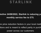 The price reduction messages (image: Starlink)