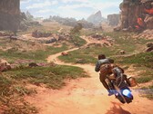 An image showing Kay Vess on her speeder in Star Wars Outlaws.