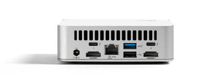 Back: power connection, 2x Thunderbolt 4, 1x USB 3.1, 1x USB 2.0, LAN 2,5G, 2x HDMI 2.1 (image source: Intel)
